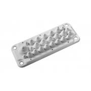 Панель кабельного ввода LMC25, 222x92(FL21)mm, кол-во вход. x диаметр в mm: 2x3.5_11; 5x10_14; 12x14_18; 5x14_22; 1x14_35, IP54, RAL7035, 4 дюбеля