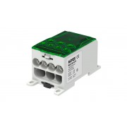 Блок распред. Morek OJL400A зелено-серый, 1P, вх. 1x95_240mm? Al/Cu, вых. 4x2,5_35 + 3x6_50mm? Cu, 425(CU)/380(AL), 1000V, винтовые зажимы