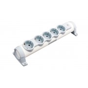 Удлинитель Комфорт 5X2P+E нем.стд. со шторками, 1.5m., бело-серый