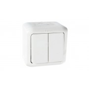 Quteo - Переключатель на 2 направления двухклавишный IP44 (белый)