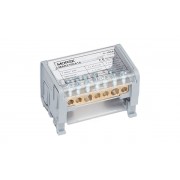 Кросс-модуль Morek MAB100A-7 с прозрачной крышкой, 2P, вх. 2x10_25mm?, вых. 5x1,5_6mm?, 100A, 1000V