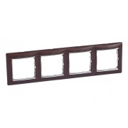 Valena - Рамка 4 поста верт/гориз, темное дерево/серебро