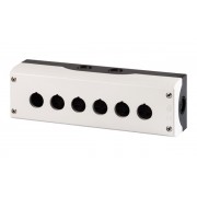 Корпус для поста кнопочного M22-I6, пластик, серый верх и черное основание, 6 монтажных мест, IP67/69K