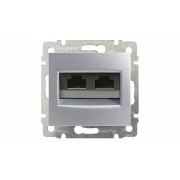 Valena - Розетка 2хRJ-45 UTP CAT5E монтаж на захватах, алюминий