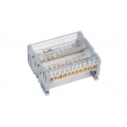 Кросс-модуль Morek MAB125A-11 с прозрачной крышкой, 4P, вх. 2x10_35mm?, вых. 7x1,5_6 + 2x10_25mm?, 125A, 1000V