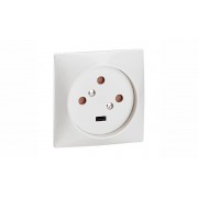 Розетка силовая 20A, 3P+E, 80х80мм, защ. шторки, сл. кость