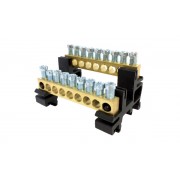 Латунная шина с винтовыми зажимами Morek MSET42 2x42x1,5_16mm?, 63A, 690V, с держателем на DIN-рейку