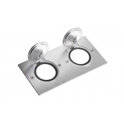 Блок розеточный IP44 неукомпл.встраиваемый 2 поста, прямоуг. корпус, нерж. сталь