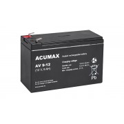 Батарея аккумуляторная Acumax AV9-12, T2, 12V/9Ah, 94(99)x151x65 HxLxW, 2.75kg, 6-9 лет