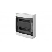 Щит навесной EP-LUX 2x18M, N/PE 3x 8x16+6x10mm2, дымчатая пласт. дверь, светло-серый RAL7035, 430x410x151mm, IP65