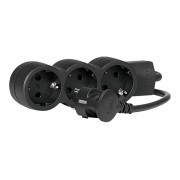 Удлинитель Стандарт 3X2P+E нем.стд. со шторками, 1.5m., черный