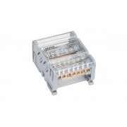 Кросс-модуль Morek MAB100A-7 с прозрачной крышкой, 4P, вх. 2x10_25mm?, вых. 5x1,5_6mm?, 100A, 1000V