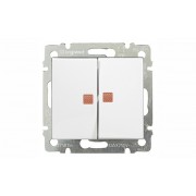 Valena - Выключатель двухклавишный с инд., с нейтралью, белый